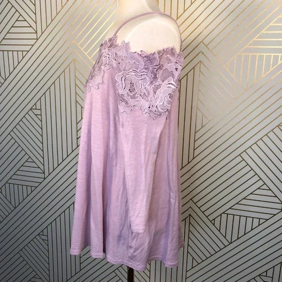 Anthropologie Meadow Laceline Top Tee Blouse Off-The-Shoulder Pink Size XSP - Picture 6 of 8